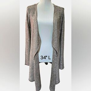 Champagne Sequin Knit Cardigan - Size L